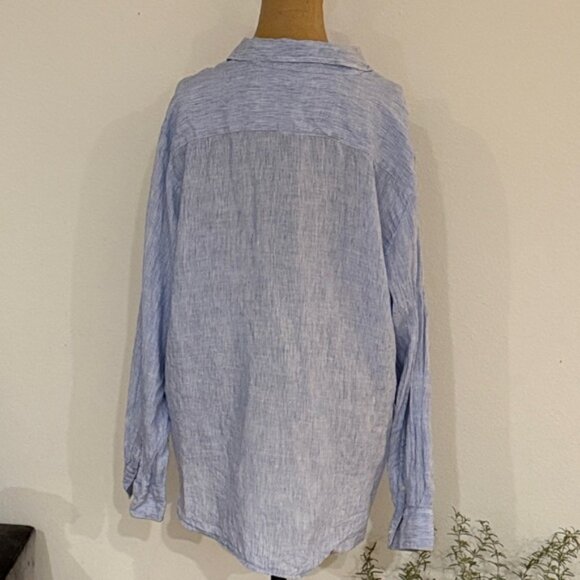 Frank & Eileen Light Blue stripe button down long sleeve shirt v neck great cond - Picture 4 of 8